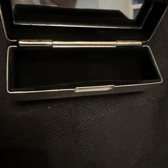 Silverplate With Moc Croc Top Lipstick Case W/ Mirror, Beautifully detailed CASE - Picture 10 of 15